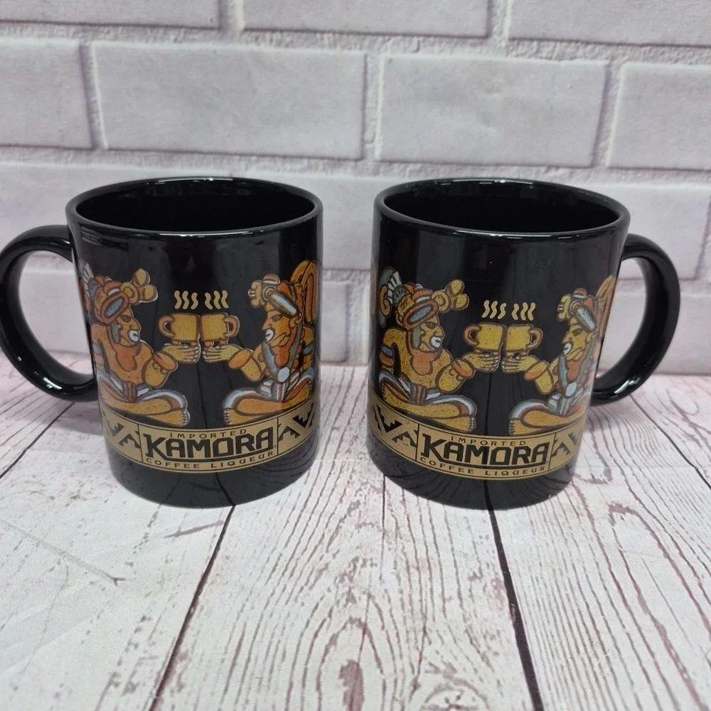 Set Of 2~ Kamora Imported Coffee Liqueur Aztec or Myan Mugs